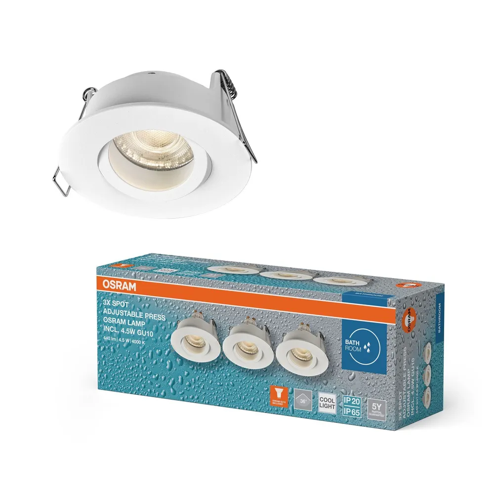 KOHTVALGUSTI LED SÜVISTATAV PRESS GU10 4,5W VALGE