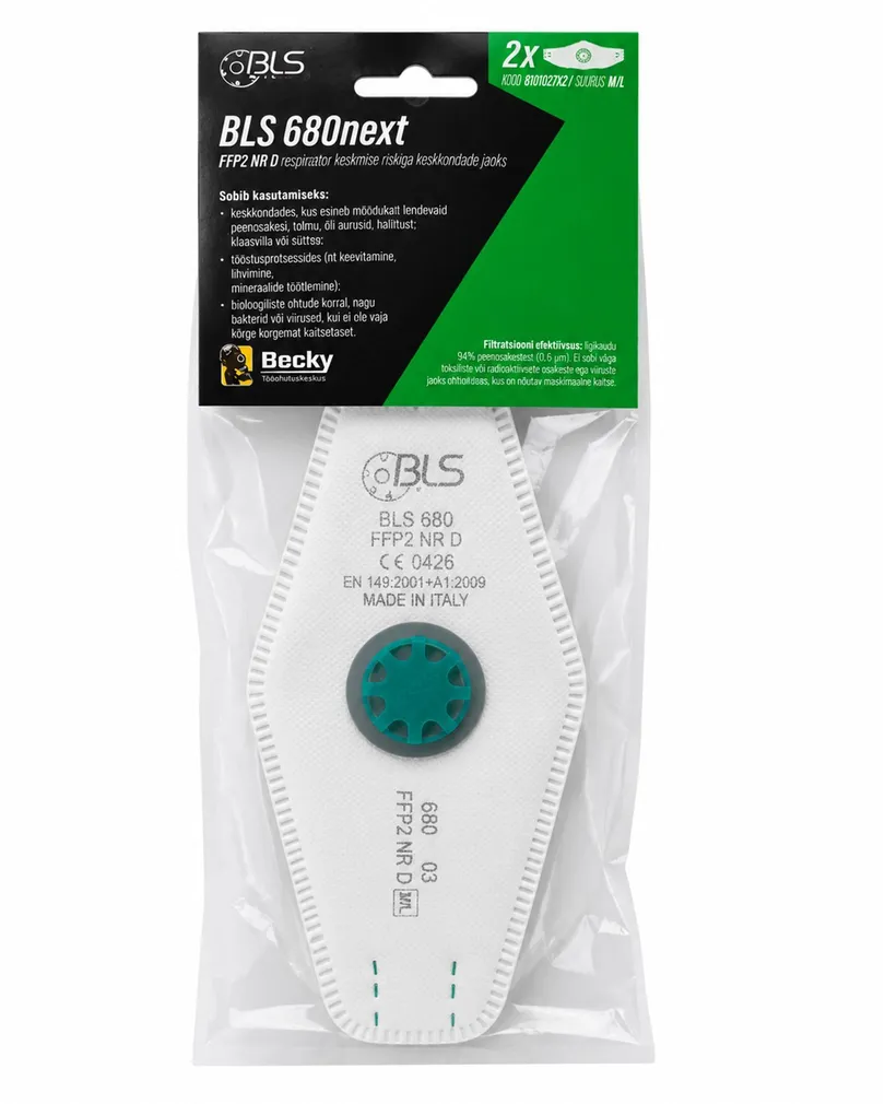 TOLMUMASK BLS 680NEXT 3-PANEELIGA FFP2 KLAPIGA 2TK PAKIS