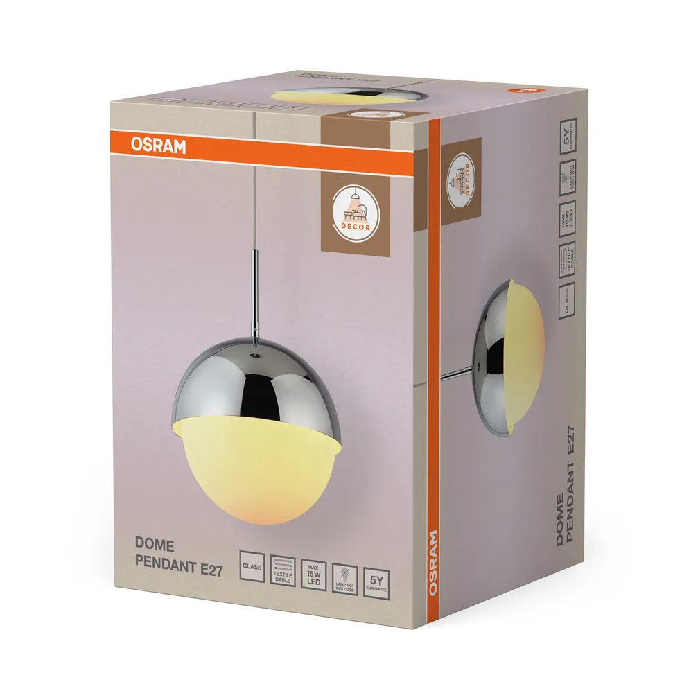 RIPPVALGUSTI OSRAM DOME E27 KROOM
