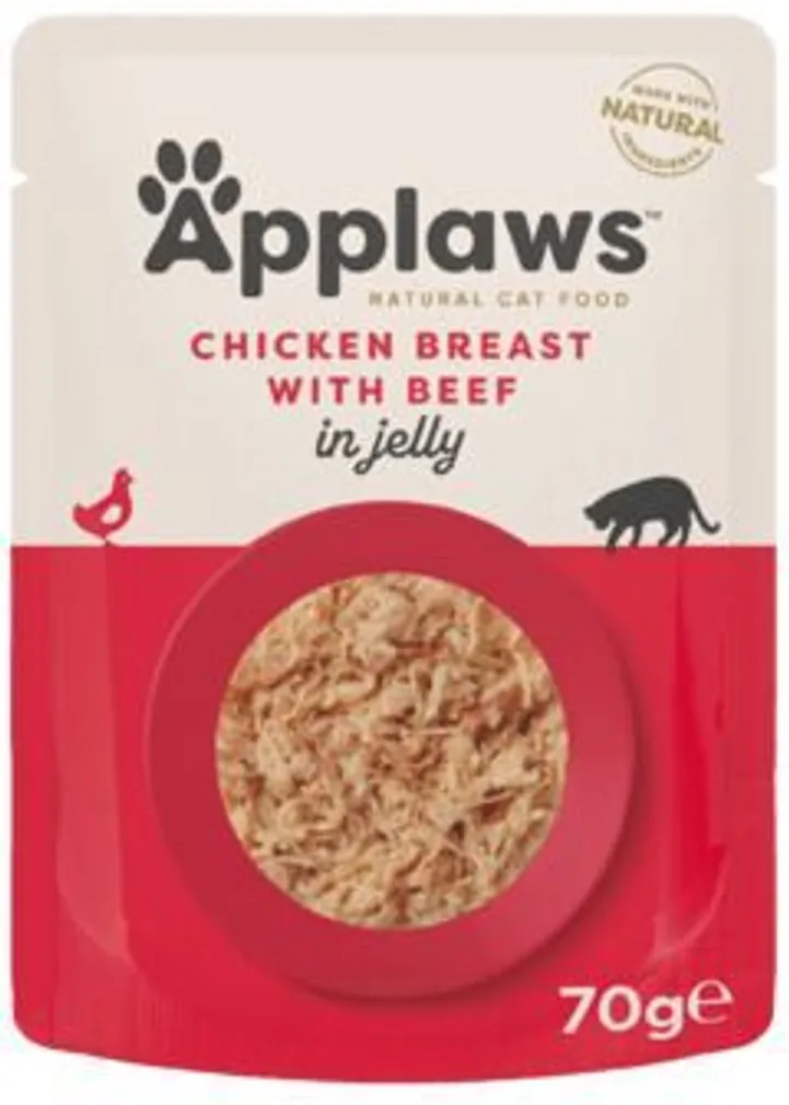 MÄRGTOIT APPLAWS KASSIDELE KANA/VEISELIHAGA ŽELEES 70G