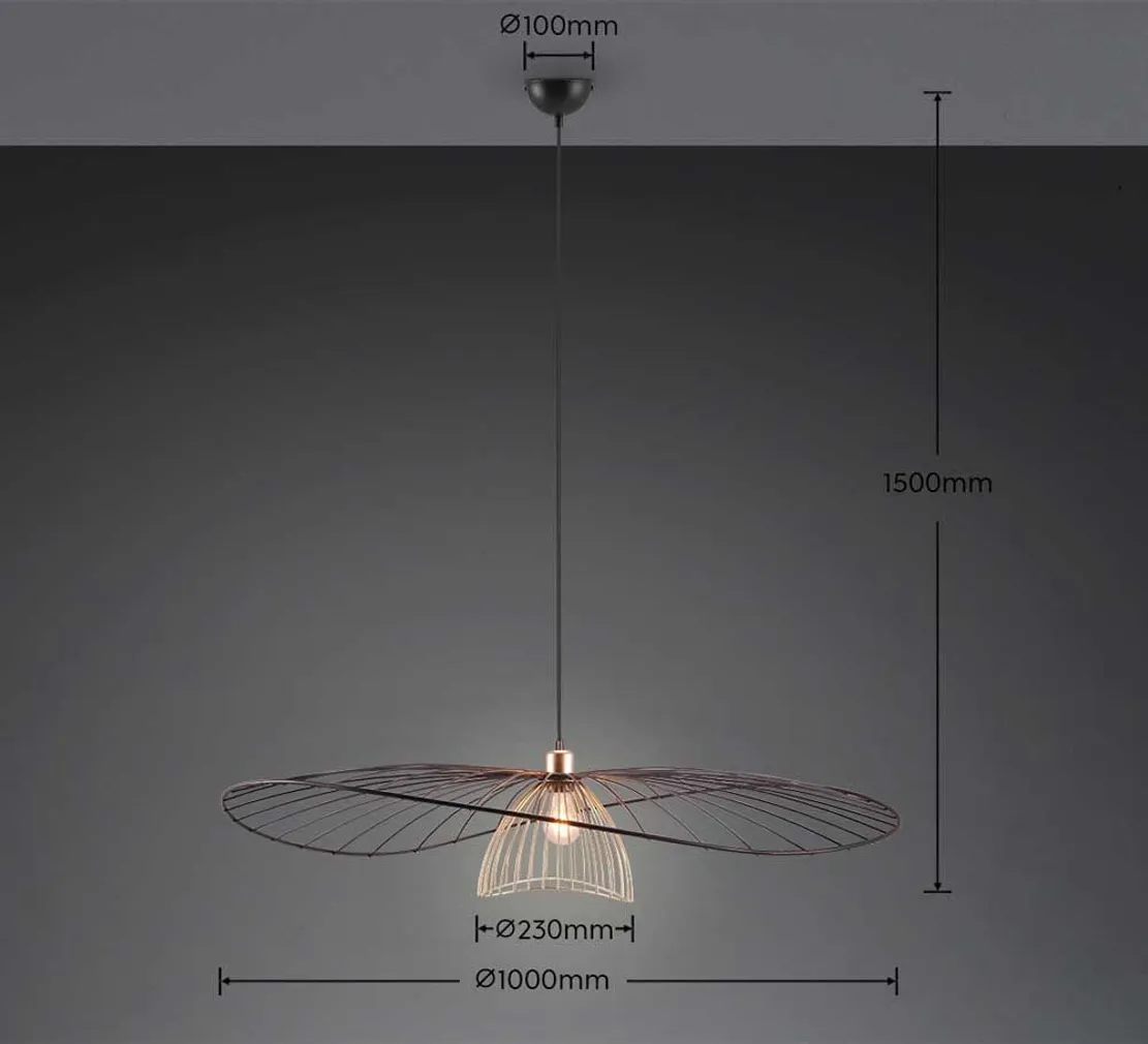 RIPPVALGUSTI REALITY LAURIS 100CM E27 MATT MUST/KULDNE