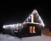 VALGUSKARDIN JÄÄPURIKAKUJULINE 100LED 5M KÜLM VALGE, VALGE KAABEL, JÄTKATAV