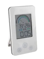 SISETERMOMEETER DIGITAALNE HÜGROMEETRI JA KELLAGA VALGE