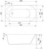 VANN CERSANIT OCTAVIA JALGADEGA 140X70X66CM 