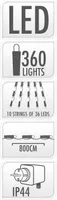 JÕULUVALGUSTUS LIPUMASTILE 10X36LED SOE VALGE MUST KAABEL