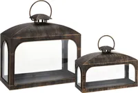 LATERN 35X13,5X25CM METALL/KLAAS MUST/KULDNE