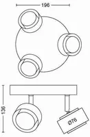 KOHTVALGUSTI PHILIPS FERANO 3X4,5W MUST