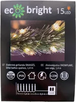 JÕULUVALGUSTUS ECO BRIGHT SNOWFLAKE 10LED, IP20, 0,9M, 2XAA, SOE VALGE