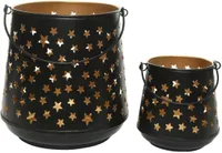 LATERN 20X20CM 11,5X12CM METALLIST TÄHTEDEGA 2TK PAKIS