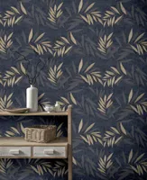 TAPEET ARTHOUSE LUXURY LEAF NAVY CHAMPAGNE 0,64X10,05M