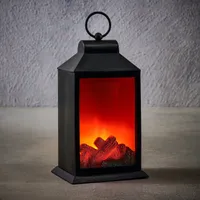 LATERN KAMIN LED TAIMER 15X12X27CM MUST/VALGE