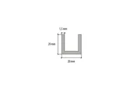 ALUMIINIUM U-PROFIIL CEZAR 20X20X1,5X1000MM ANOD.HÕBEDANE