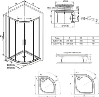 DUŠIKOMPLEKT RAVAK 90X195CM 5IN1 BLSCP4, SET6 ALUMIINIUM