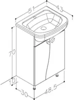 VALAMUKAPP RB BATHROOM ELZA 51X43X83CM VALAMUGA VALGE