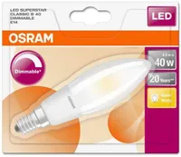 LED LAMP OSRAM LED RETROFIT CLASSIC 4,5W E14 B35 2700K 470LM DIMMERDATAV MATT