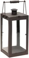 LATERN 18,2X16,2X42CM METALL PUIDUST KÄEPIDE ROOSTE-PRUUN