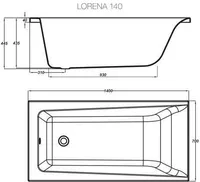 VANN CERSANIT LORENA JALGADEGA 140X70X66CM