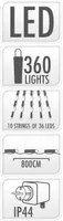 JÕULUVALGUSTUS LIPUMASTILE 10X36LED SOE VALGE MUST KAABEL