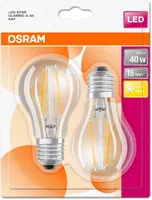 LED LAMP OSRAM LED RETROFIT CLASSIC 4W E27 A40 470LM 2700K KLAAR 2TK PAKIS