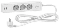PIKENDUSJUHE SCHNEIDER ELECTRIC 3M 3 PESA + 2XUSB 2,4A LÜLITI VALGE