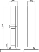 VANNITOAKAPP AQUARODOS WOODMIX 30X31X175CM VALGE