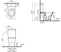 WC-POTT VITRA ZENTRUM UNIVERSAALNE ÄRAJOOKS + PRILL-LAUD