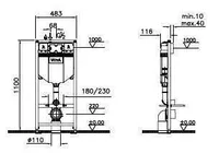 WC-RAAM VITRA UNO 1100X483MM