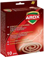 PELETAV SÄÄSETÕRJEVAHEND SUITSUSPIRAAL AROX CITRONELLA 10TK PAKIS