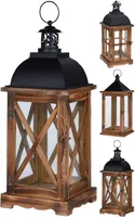 PUIDUST LATERN 16X16X41CM PRUUN/MUST