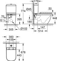 WC-POTT EURO CERAMIC UNIVERSAALNE ÄRAJOOKS + SUJUVALT SULGUV PRILL-LAUD