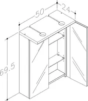 PEEGELKAPP RB BATHROOM QUADRO LED 50X24X69,5CM VALGE
