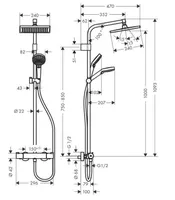 DUŠISEGISTI HANSGROHE CROMETTA E240+JBL TERMOSTAAT ÜLA- JA KÄSIDUŠIGA