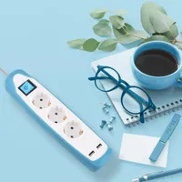 PIKENDUSJUHE ELECTRALINE 3P 3G1,0MM² 2M LK LÜLITI 2USB VALGE/SININE