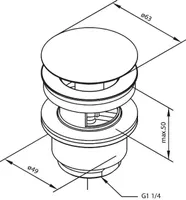 VALAMU ÄRAVOOLUPESA DAMIXA CLICK-CLACK ÜLEJOOKSUGA G1 1/4" MATT MUST