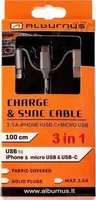 LAADIMISKAABEL ALBURNUS 3IN1 APPLE, MICRO USB, TYPE C