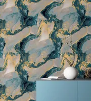 TAPEET ARTHOUSE ABSTRACT MARBLE TEAL/GOLD 0,5X10,5M