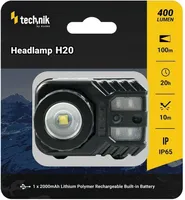 PEALAMP TECHNIK H20 400LM IP65 ZOOM PUNANE LED USB-LAETAV