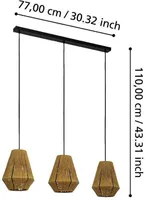 RIPPVALGUSTI EGLO ALDERNEY E27 3X40W MUST METALLIK/NATURAAL.