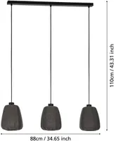 RIPPVALGUSTI EGLO BARLASTON E27 3X40W HALL/MUST