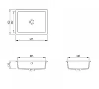 VANNITOAVALAMU TURTL 125MM 445X340MM GRANIIT MUST