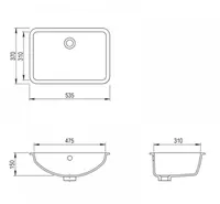 VANNITOAVALAMU TURTL 150MM 535X370MM GRANIIT MUST