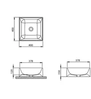 VANNITOAVALAMU TURTL 120MM 378X378MM GRANIIT MUST