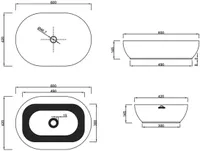 VALAMU INVENA KORFU 60X42CM PINNAPEALNE OVAALNE MUST MATT