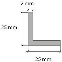 ALUMIINIUM L-PROFIIL CEZAR 25X25X2X2000MM ANOD.HÕBEDANE
