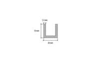 ALUMIINIUM U-PROFIIL CEZAR 20X10X1,5X1000MM ANOD.HÕBEDANE