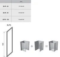 DUŠISEIN RAVAK BLIX BLPS-90, 90X190CM LÄBIPAISTEV