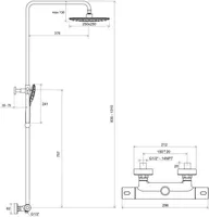 DUŠIKOMPLEKT TERMOSTAATSEGISTIGA RAVAK TE 093.01CR, KROOM