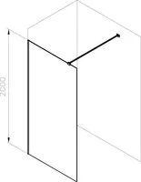 DUŠISEIN RAVAK WALK IN WALL AIR-120, 120X200CM MUST + W-SET