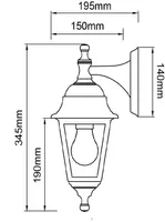 VÄLISVALGUSTI 100-240V 50/60HZ E27 60W 150X200X408MM MUST