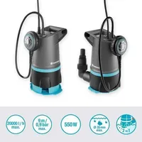 TÜHJENDUSPUMP GARDENA BASIC  PUHAS/MUST VESI 550W 20000L/H 9M
